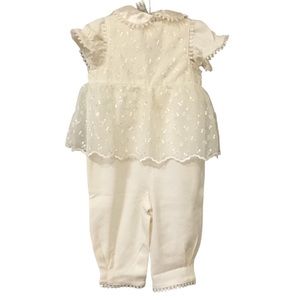 NWT Baby Grand Lace Cotton Cream Bodysuit Dress 3 Piece
